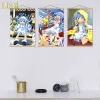 Affiche murale de manga, calligraphie calmar fille Ikamusume, Anime, rouleau suspendu en bois massif avec peinture sur toile