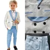 Formella pojkar 3-delad kostym Set Jacketvestpants Paisley Slim Fit Classy Kids Tuxedo Toddler Dresswear Wedding Ring Bearer 240312