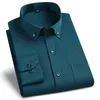 Camicie eleganti da uomo classiche da lavoro Casual Solid Button Down Resistente alle rughe Non stirare Business Social Nero Navy Blusa occidentale 240320