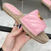 Womens Slippers designer sandals women luxury shoes stylish sandal leather metal double g platform woven sole black white pink slipper