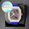 Горячие наручные часы с механизмом RM, мужские часы RM67-02, белый, синий корпус из углеродного волокна Tpt RM6702