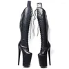 Tanzschuhe LAIJIANJINXIA 23 cm/9 Zoll PU-Obermaterial Damen Plattform Party High Heels Moderne kniehohe Stiefel Pole 107