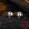 Pendientes de aro Plata de Ley 925 auténtica Bola de craqueo Irregular para mujer, joyería fina, accesorios de regalo de hip hop