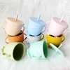 5st Baby Feeding Cups Baby Learning Baby Drinkware Silicone Sippy Cup för småbarn barn med silikon Sippy Cup lock Solid 240322