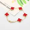 Designer Bracelet Bangle White Red Blue Agate Shell Gold Silver Charm Bracelets 18K Gold Plated Four Leaf Clover Women Luxury Jewelry