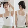 Designer Dames Gebreid T-shirt Mouwloos Dames Tank Kort Shirt Dames Slanke Vest Ijs Zijden Top