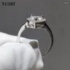 Cluster Rings YUZBT Women 925 Silver 2 Forever Love Gemstone Ring Excellent Cut Diamond Test Past D Color Moissanite Heart Wedding