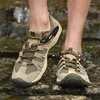 HIKEUP – chaussures de Fitness pour hommes, baskets d'alpinisme en cuir véritable, maille d'extérieur, respirantes, confortables, décontractées, sport, chasse