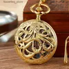 Pocket Watches Gold Octopus Stainless Steel Men Vintage Pocket Skeleton dial Silver Hand Wind Mechanical Male Fob Chain Pendant Clock L240322