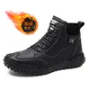 Casual Shoes Winter Men's Boots Genuine Leather Soft Plush Warm Snow Waterproof Outdoor Men Motorcycle H759