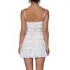 Casual Dresses Douhoow Women See-through Mini Dress Sexy Y2k Club Cocktails Summer Solid Spaghetti Straps Lacing Pleated Short