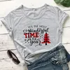 T-shirts pour femmes colorés C'est la période la plus merveilleuse de l'année Hipster T-shirt Mode Joyeux Noël Esthétique Tops Citation Fille Camisetas