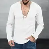 Camisolas masculinas Homens Mistura de Algodão Camisola Elegante Profunda Pescoço Malha Com Nervuras Detalhando Slim Fit Macio Tecido Quente Outono / Inverno