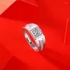Cluster Rings Classic 1CT D Color Four Claw Moissanite 925 Silver Ring For Men Luxury Designer Jewelry Engagement Wedding Present