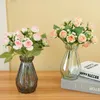 Decorative Flowers 10 Heads Artificial Silk Rose Bridal Bouquet Fake Flower Wedding Table Vase Home Party Decoration DIY Scrapbook Supplies