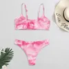 Women's Swimwear Sexy Tie-Dye Print Brazilian Bikini Set High Cut Two Piece Swimsuit Swim Shorts And Top For Women