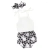 Ensembles de vêtements 3pcs né bébé fille vêtements mignon infantile été floral tenue sans manches sangle barboteuse volants ensemble de shorts