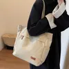 Sacs en toile d'hiver pour femmes, fourre-tout polyvalent, grande capacité, couleur unie, épaule tendance