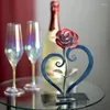 Dekoratif çiçekler Demir Gül Stand Kalp Şekleli Süsler Metal Evlilik Yıldönümü Hediyesi Karısı Oturma Odası Yatak Odası Çalışması