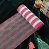 Christmas Decorations 26cmx10 Yard DIY Red & White Candy Cane Decoration Handmade Wreath Tree Stripes Mesh Ribbon Bow Year Gift