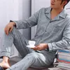 Men's Sleepwear Spring Autumn Men Stripe Cotton Pajamas Casual Plaid Pajama Long Sleeve Breathable Comfortable Sets