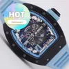 Orologio da polso di movimento RM Hot RM RM030 Argentina Blue Black Carbon Hollow Date Dynamic Storage Men