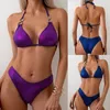 Kvinnors badkläder bronsande baddräkter 2 bit bikini uppsättningar thongblå lila bikinis 2024 sommarbrasiliansk badbaddräkt
