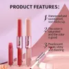 Qibest Set di trucco per labbra 2 in 1 Rossetto liquido opaco a doppia testa Glitter Lipgloss Lucido idratante Smalto per labbra Lg Tinta duratura P6JL #