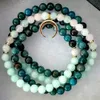 Ruberthen 6 MM Agrade Apatite Wrist Mala Women's Natural Morgan Agate Gemstone Yoga Malas Bracelet Moon Charm Jewelry 240320