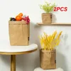 Sacs de rangement 2pcs papier kraft lavable bureau fleur succulentes planteur pot réutilisable multifonction cuisine accessoires alimentaires