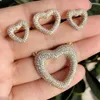 Luxury Heart Shape Jewelry Sets Multicolor Zirconia Stud Earrings Pendant Necklaces Adjustable ring Women CZ Bridal Wedding Sets 240314