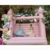 3x3m (10x10ft) Full PVC Wedding Bouncy Castle Uppblåsbar hoppbädd Bounce House Jumper White Bouncer House For Fun Kids Toys inuti Outdoor With Flower