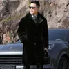 Haining Mink Coat Mens全体の秋と冬の新しい肥厚媒体の長い大きな模倣毛皮カジュアル