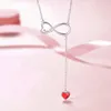 Pingente colares moda amor colar com encantos vermelhos em forma de coração austríaco cristal infinito para mulheres dia dos namorados jóias presente