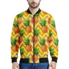 Erkek Ceketler Moda Tropikal Meyveler Ananas fermuar ceket erkekler 3D baskılı Hawaii Bitkileri Sweatshirt Uzun Kollu Üstler Bombacı Ceket