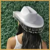 Festa Homens Senhora Festival Noiva Cowgirl Chapéus Chapéu de Cowboy Strass Cap West Fancy Dress 240311