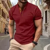 Homens camisetas Homens Esporte Top Slim Fit Stand Collar T-shirt Respirável Secagem Rápida para Verão Botão de Cor Sólida Pulôver com Curto