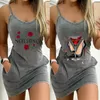 Casual Dresses Women Dress Soft Summer Streetwear Stylish High Heel Print Pocket Backless BodyCon