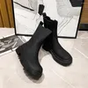 Botas de mujer tejidas con retazos, tobillo de PU, estilo británico con cordones, calcetines de suela gruesa, zapatos de mujer con punta redonda, botas informales con tacones de plataforma