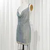 2023 moda festa usar luxo capuz pescoço de alumínio cristal strass malha clube vestidos de noite para mulher