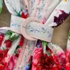 Temel gündelik elbiseler yaz moda tasarımcısı keten kısa elbise kadın giyim fener kollu çiçek baskı tek göğüslü kuşaklı mini vestidos 2024