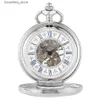 Pocket Watches Robot Arm lindad runt Pocket Blue Roman siffra Display Transparent Cover Antique Silver FOB Pocket Pocket Clock L240322