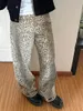 Jeans Y2k con stampa leopardata stile americano pantaloni a gamba larga a vita alta moda streetwear jeans dritti larghi jeans larghi donna 240322