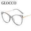 Sunglasses Fashion Reading Glasses Women 2024 Large Frame Computer Presbyopia Metal Eyeglasses TR90 Clear Green Cat Eye 0- 6.0