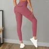 Calças femininas Mulheres cintura alta barriga controle yoga com vários bolsos para leggings elásticos correndo esportes perna forma