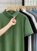 T-shirt da uomo 2024 Polo in seta di ghiaccio Camicia solida Estate Abbigliamento quotidiano T-shirt con risvolto sottile T-shirt a maniche corte Streetwear