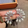 Ohrstecker UILZ Mode Halbmond Für Frauen Temperament Perle Sonnenblume Strass Ohrring Mädchen Party Schmuck Geschenk