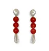 Boucles d'oreilles Vintage françaises en Agate rouge pour femmes, bijoux à breloques en perles d'agate rouge, Design de luxe léger, perles naturelles baroques de haute qualité