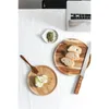 全木材酔った木製のソリッド木製パンプレートフルーツフルーツ料理ソーサーティートレイデザートディナープレート丸い形の食器セット