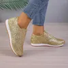 Sapatos casuais moda lantejoulas para mulheres coreano respirável rendas tênis vulcanizado luxo swing plataforma de luz